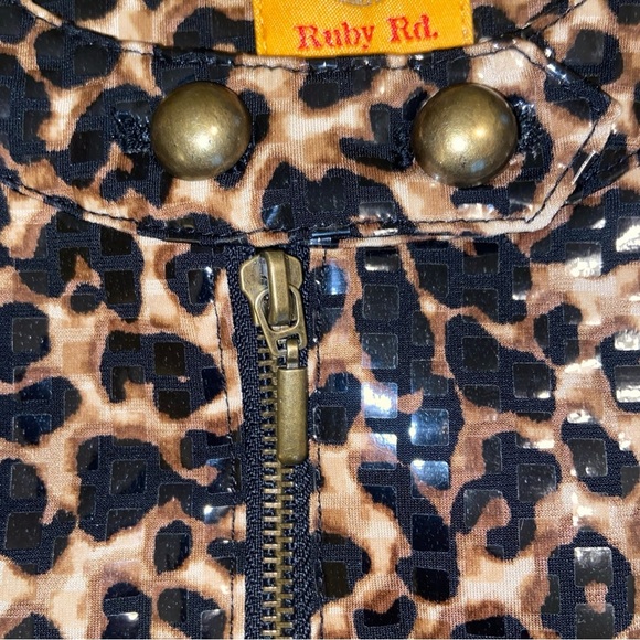Ruby Rd women’s leopard print glitzy reflective full zip 3/4 sleeve jacket 8 - Picture 6 of 12